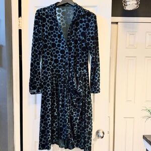 Alembika "Wonderful Dress" in Teal & Black,  Teal Slip Dress Included, size 6-8.